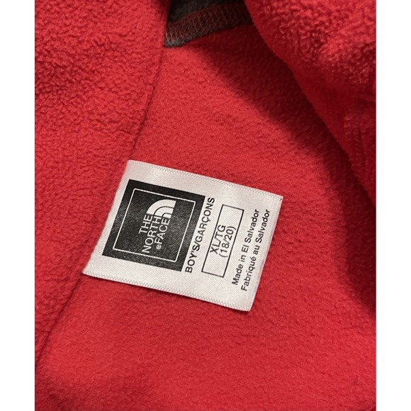 The North Face Fleece Full Zip Jacket Red Gray Youth Boys Size XL 18/20 - Picture 4 of 4